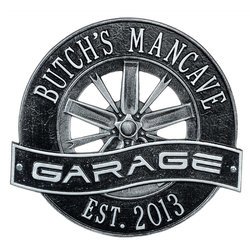 Image of Personalized Racing Wheel Garage Plaque