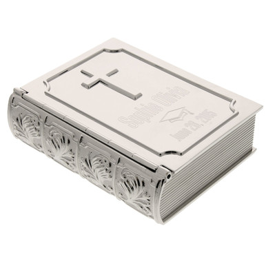 Image of Personalized Silver Bible Graduation Keepsake Box - 35