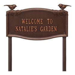 Image of Personalized Vine Chickadee Garden Lawn Plaque
