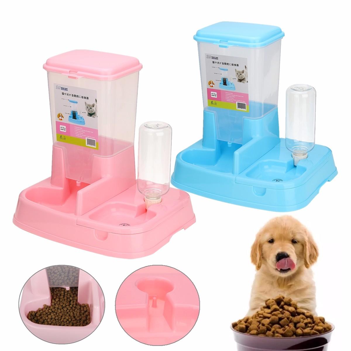 Image of Pet Cat Dog Automatic Water Drinker Dispenser Food Feeder Dish Bowl Bottle Pet Bowl
