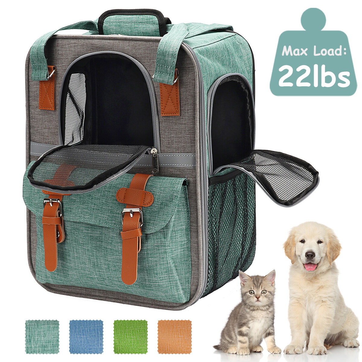 Image of Pet Travel Carrier Backpack 20lbs Cat Dog Foldable Back Bag with Removable Mat Puppy Supplies