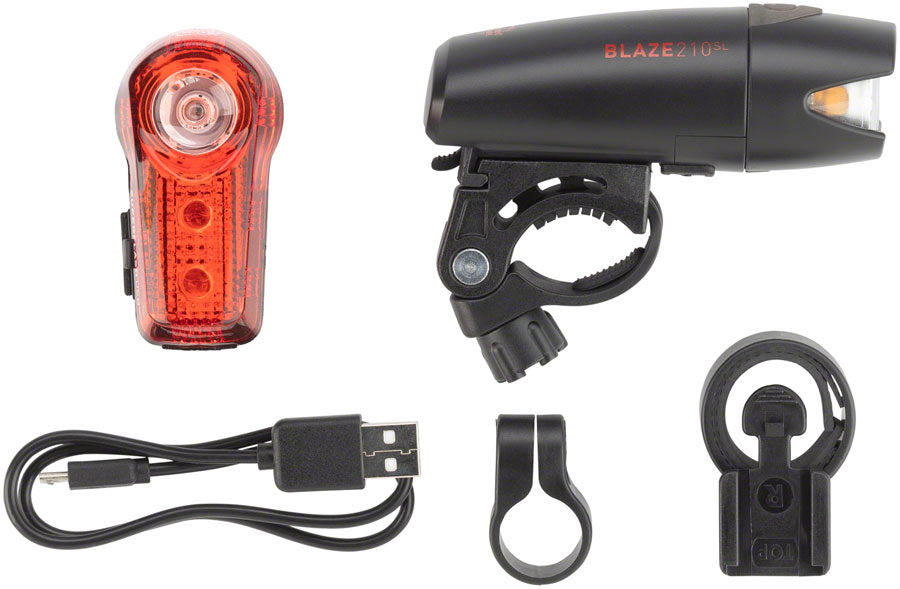 Image of Planet Bike Blaze 210 SL USB Rechargeable Headlight and Superflash USB Rechargeable Taillight Set