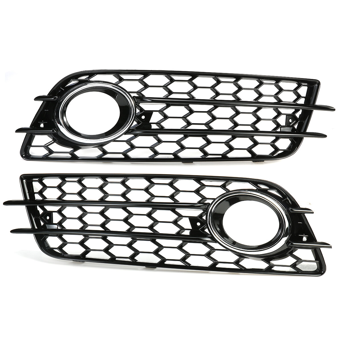 Image of Plating Front Fog Light Cover Honeycomb Hex Grille Grill For Audi A4 B8 S-Line S4 2008-2012