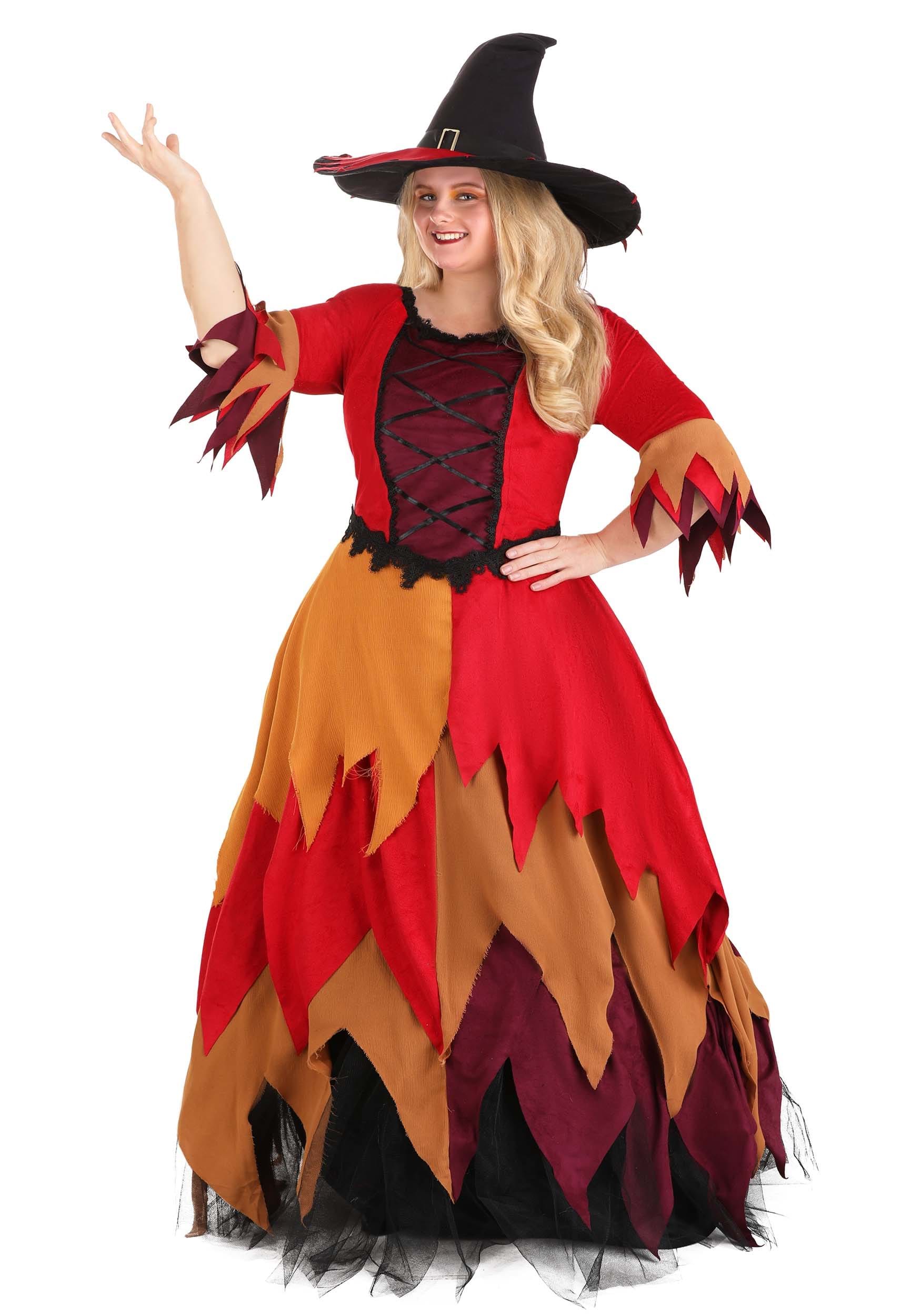 Image of Plus Size Autumn Harvest Witch Women's Costume Dress | Plus Size Witch Costumes ID FUN3767PL-1X