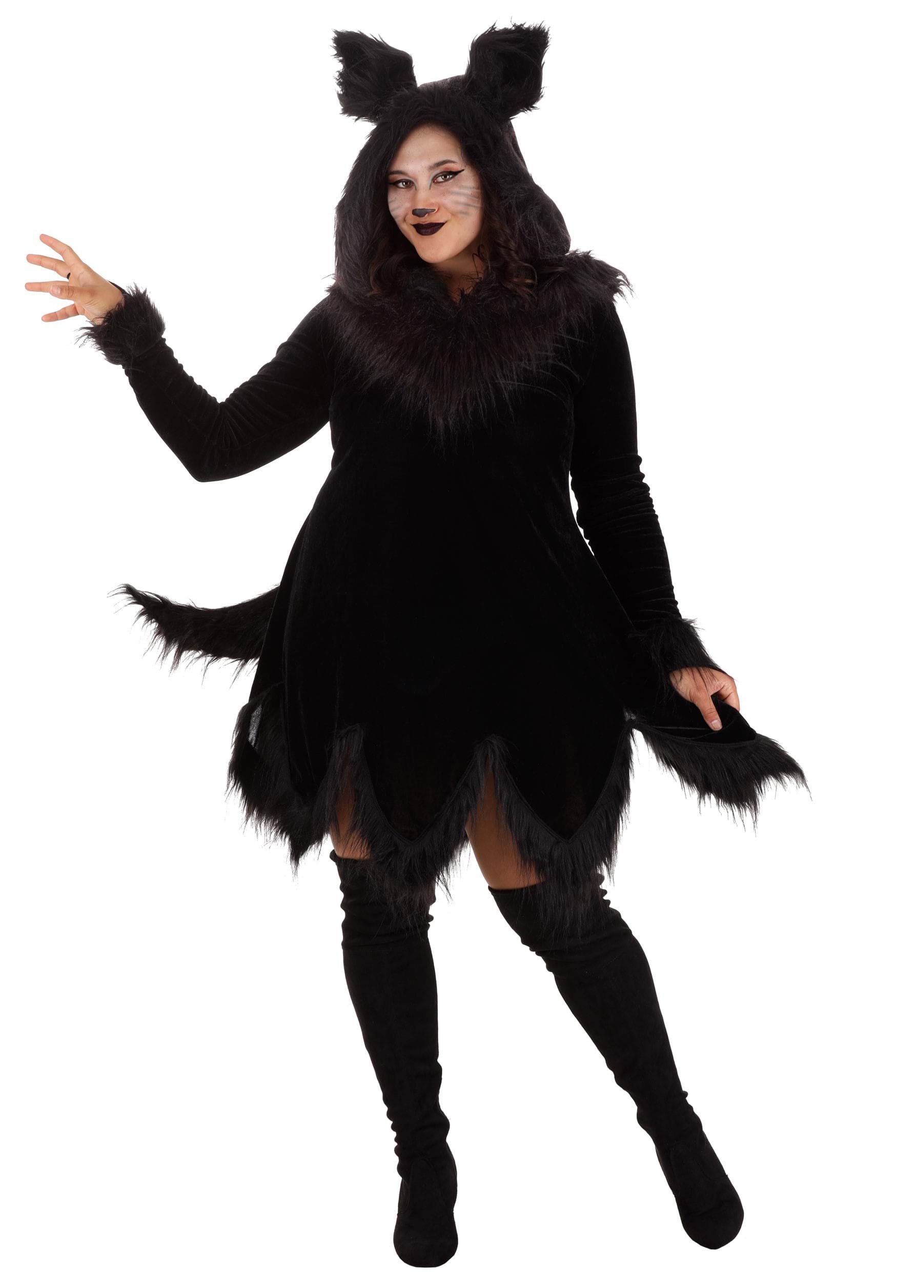 Image of Plus Size Black Wolf Costume for Women ID FUN3544PL-2X