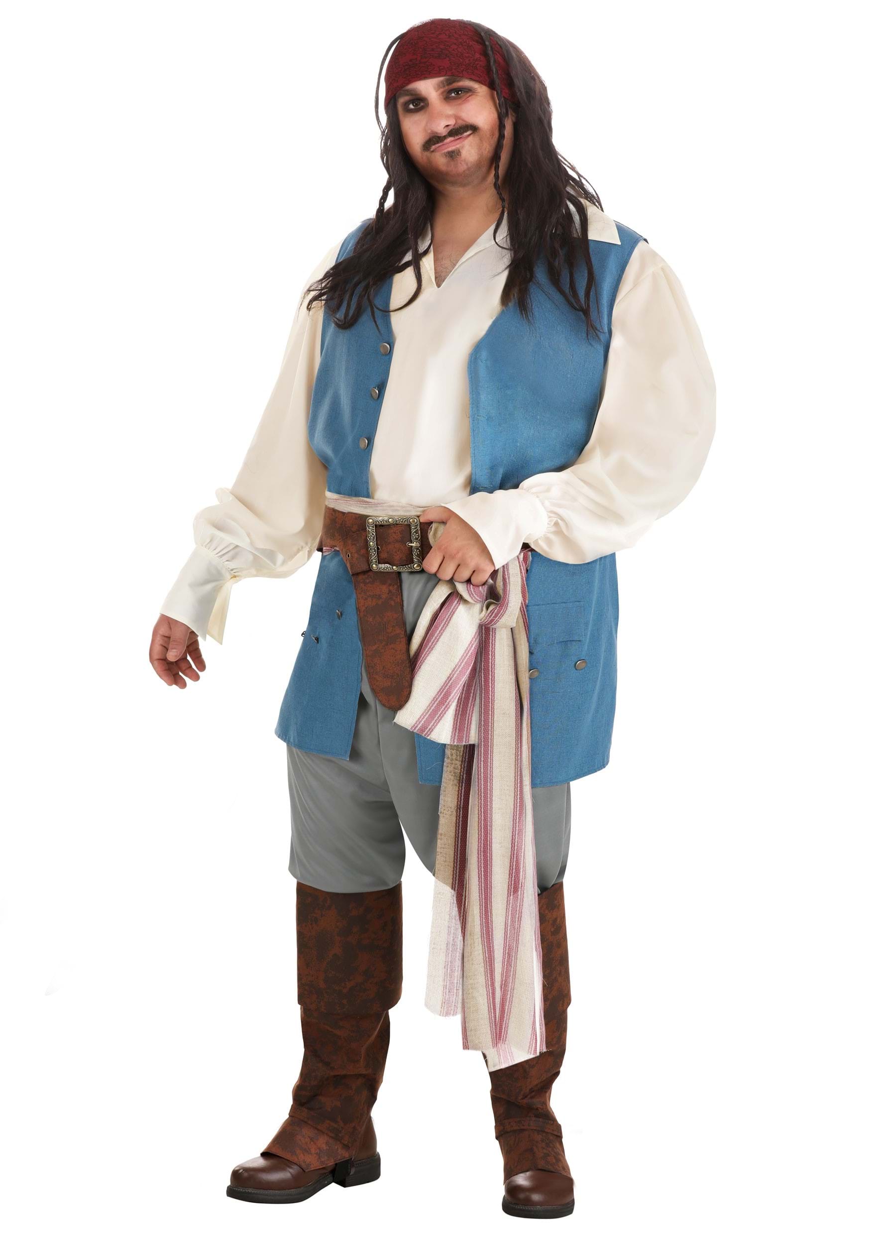 Image of Plus Size Captain Jack Sparrow Costume for Men ID FUN1899PL-2X