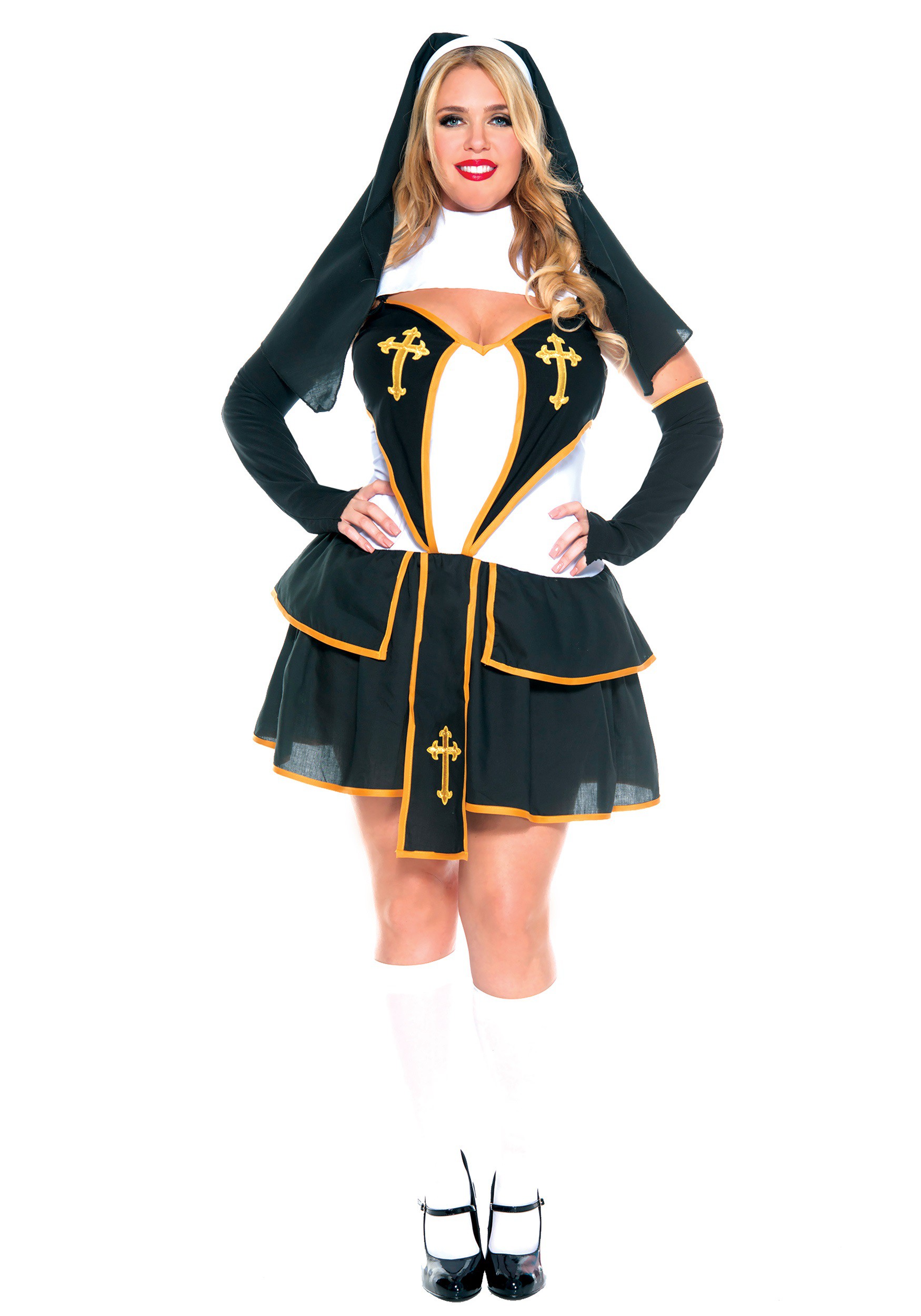 Image of Plus Size Flirty Women's Nun Costume ID MS70627Q-1X/2X