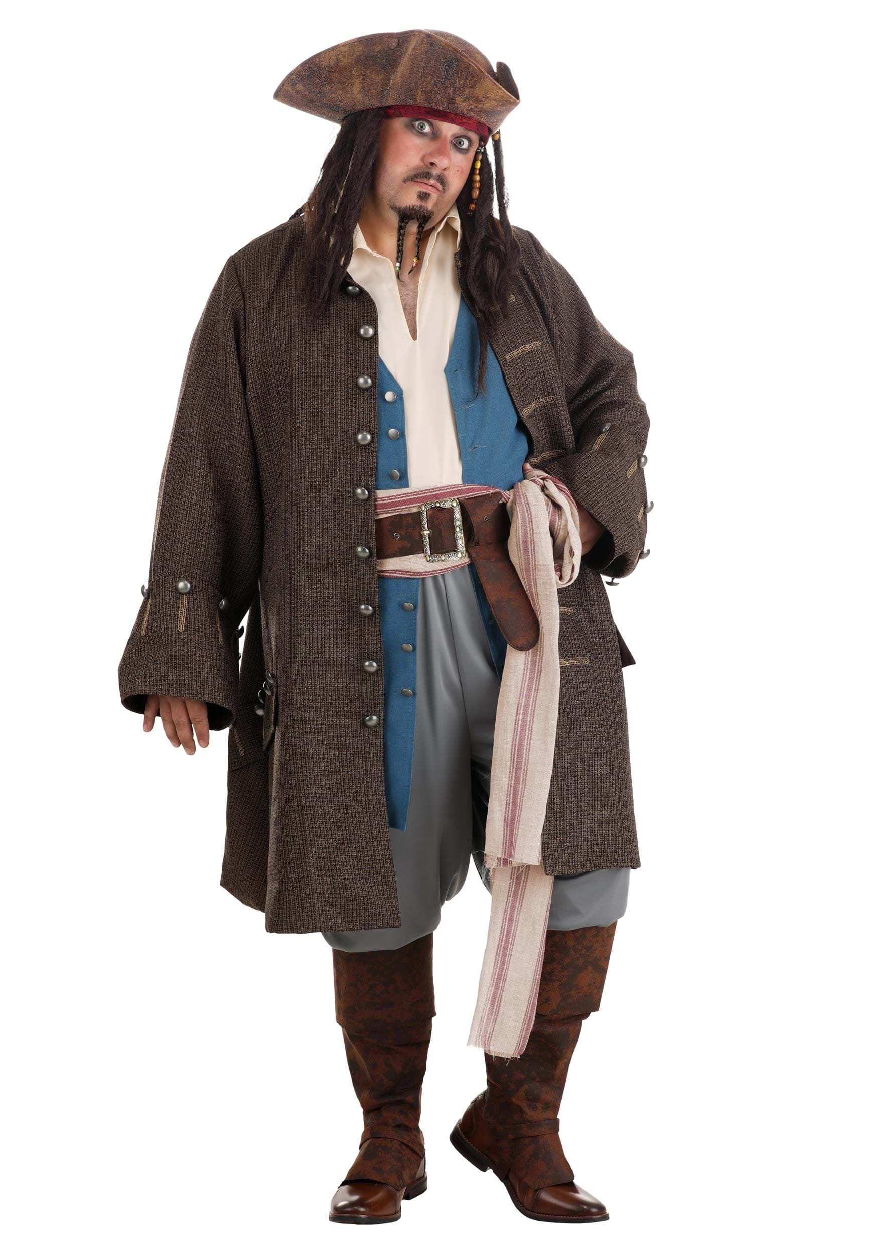Image of Plus Size Men's Deluxe Jack Sparrow Pirate Costume ID FUN1900PL-4X