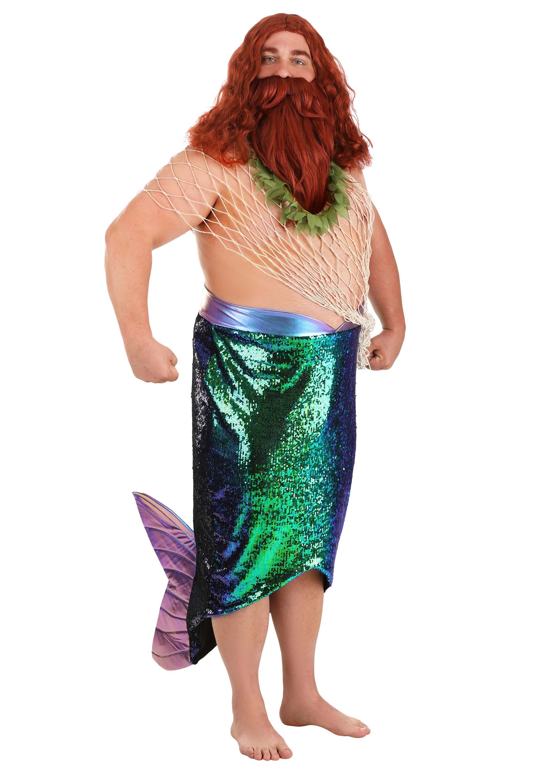 Image of Plus Size Men's Salty Merman Costume | Plus Size Mermaid Costumes ID FUN7025PL-2X