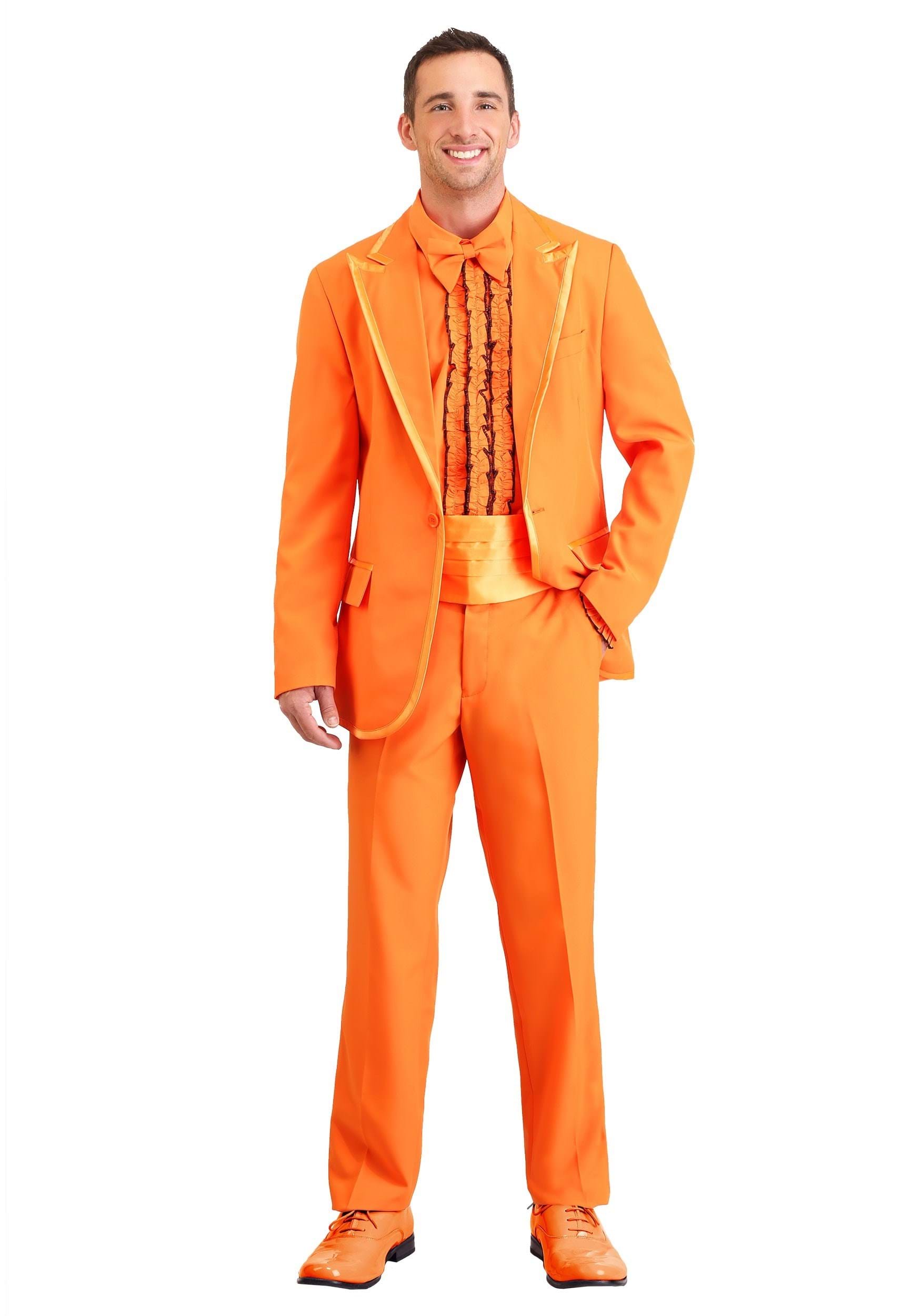 Image of Plus Size Orange Tuxedo Costume for Men ID FUN0216PL-2X