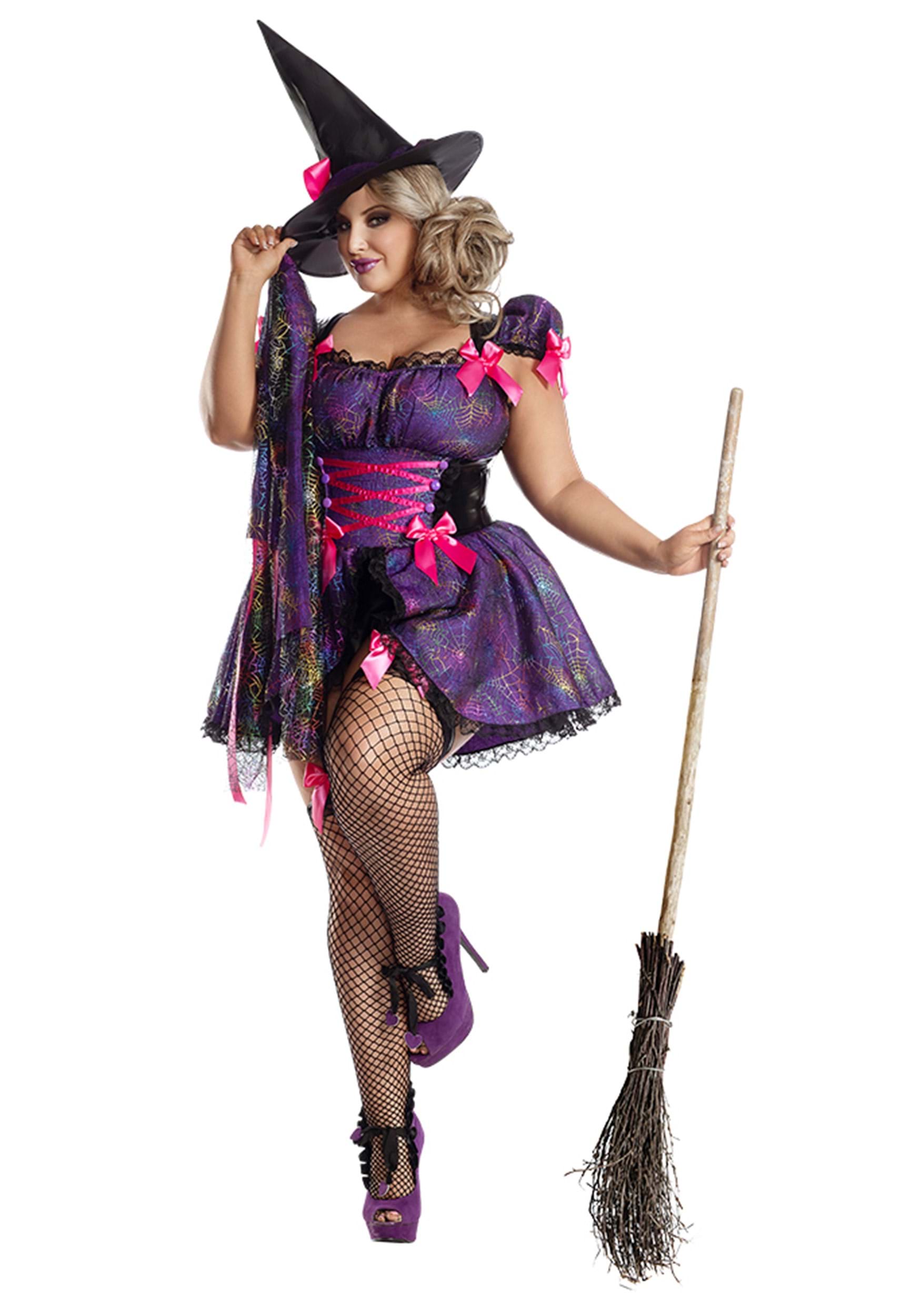 Image of Plus Size Purple Web Witch Women's Costume ID PKPK2119XL-1X