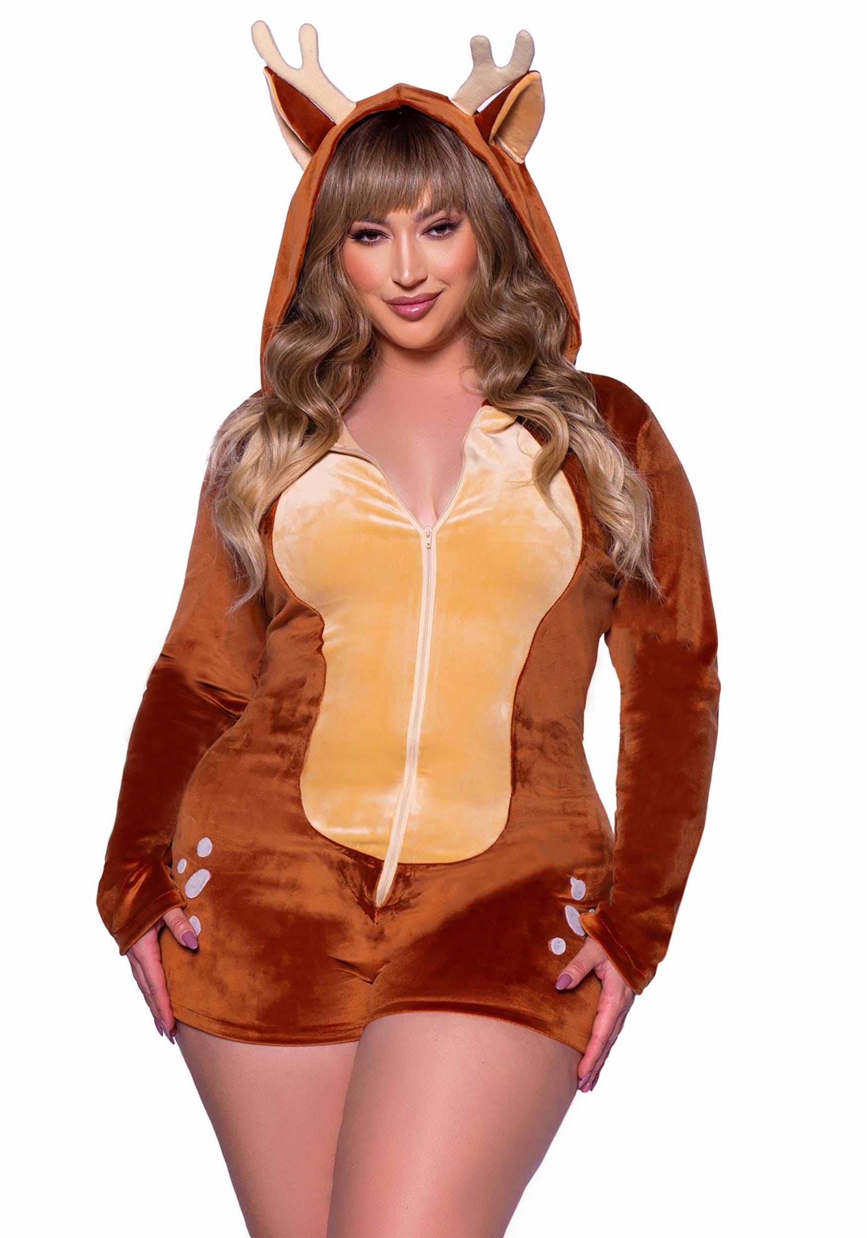 Image of Plus Size Sexy Women's Plush Fawn Romper Costume ID LE87099X-1X/2X