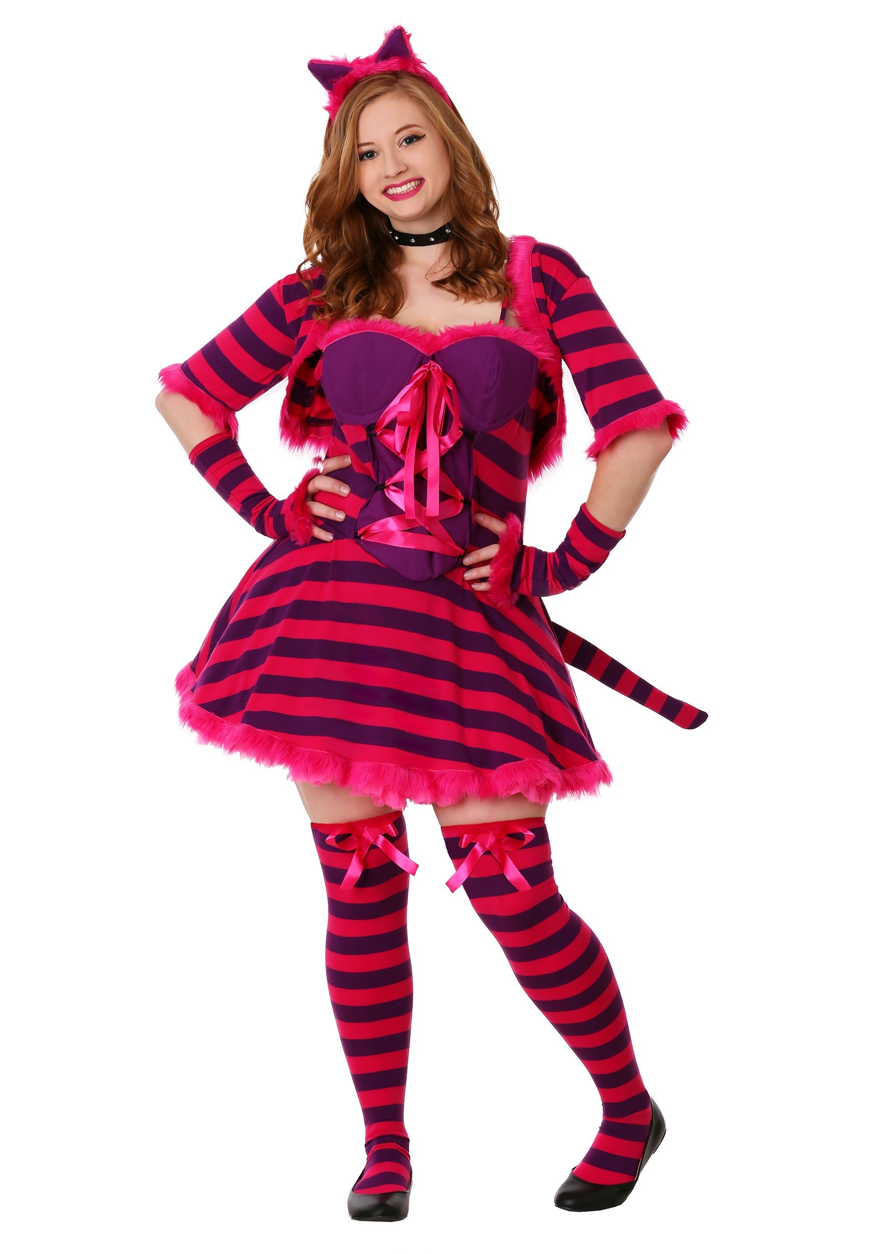 Image of Plus Size Sexy Wonderland Cat Costume | Cheshire Cat Costume for Women ID FUN2064PL-6X