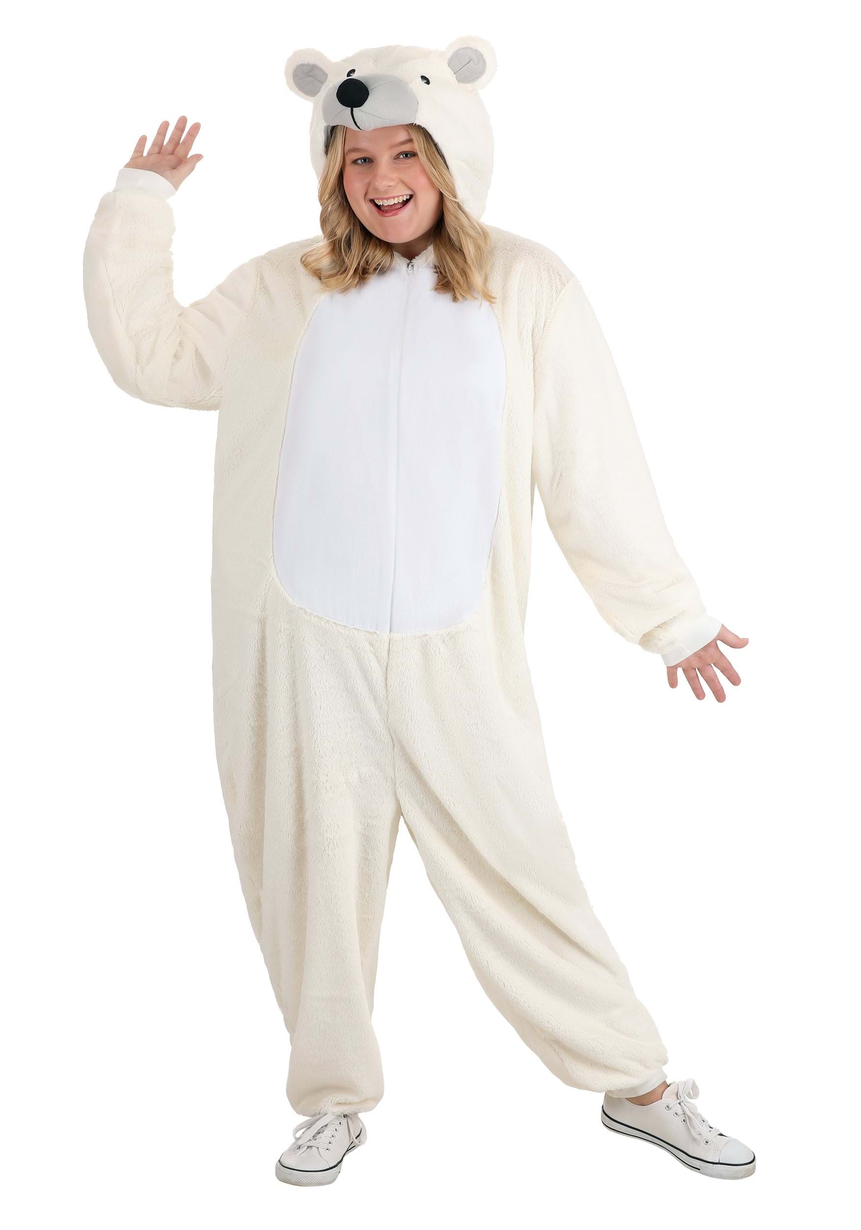 Image of Plus Size White Polar Bear Adult Costume Onesie | Bear Costumes ID FUN5185PL-2X