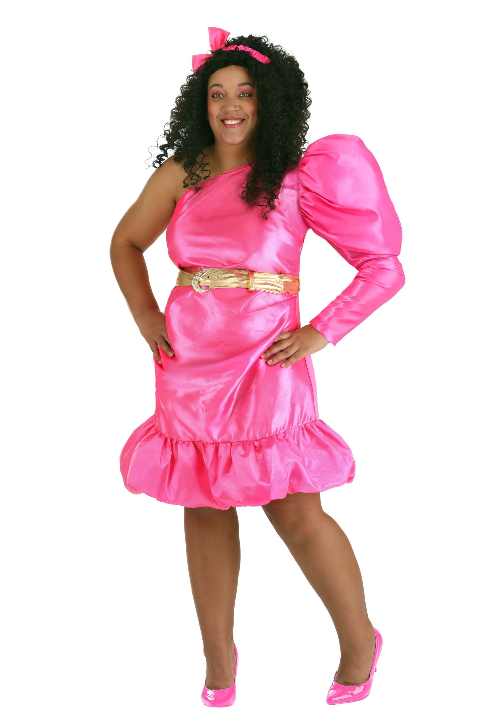 Image of Plus Size Women's 80s Pink Pop Star Costume ID FUN1060PL-1X