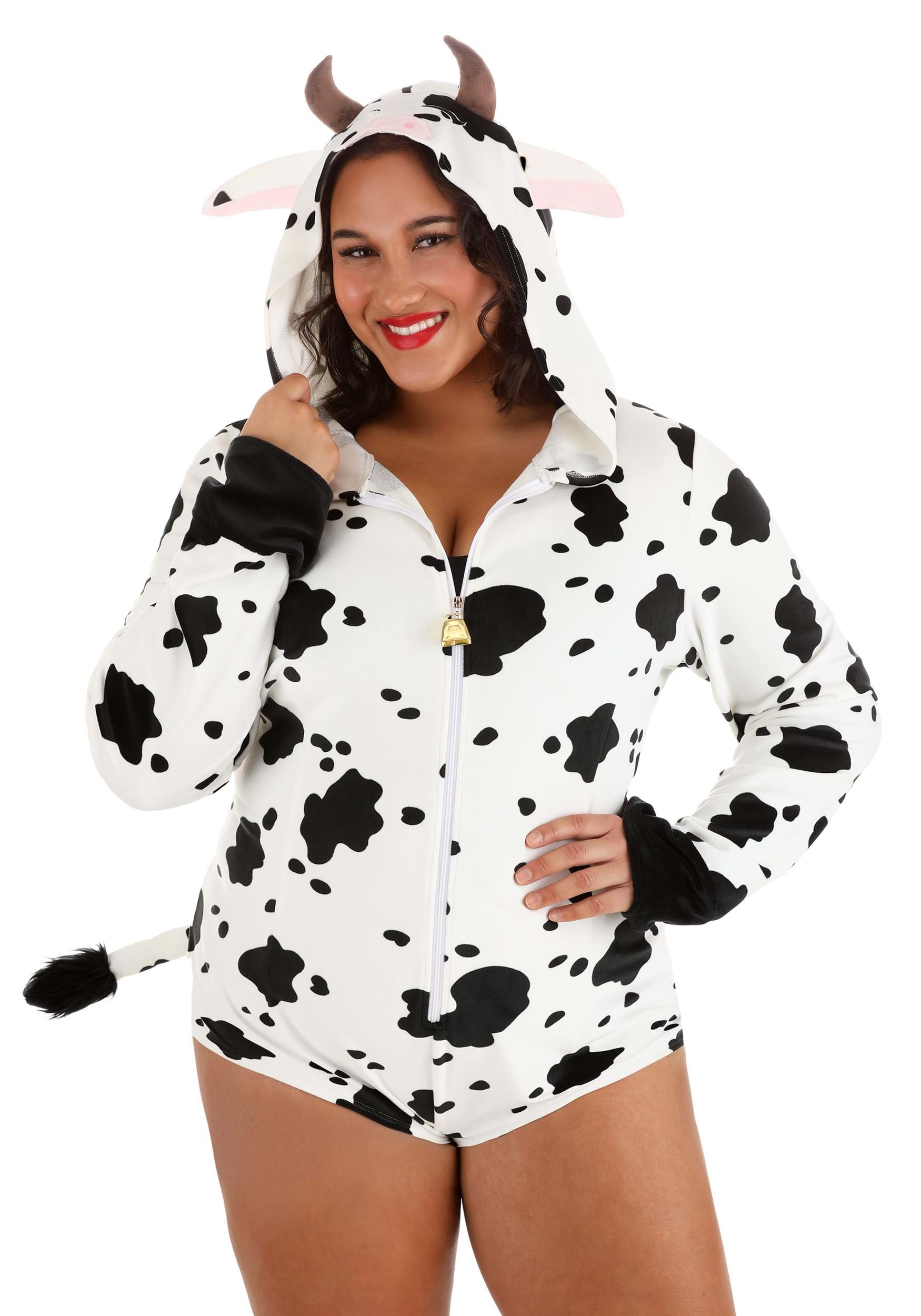 Image of Plus Size Women's Cow Costume Romper ID FUN5282PL-1X