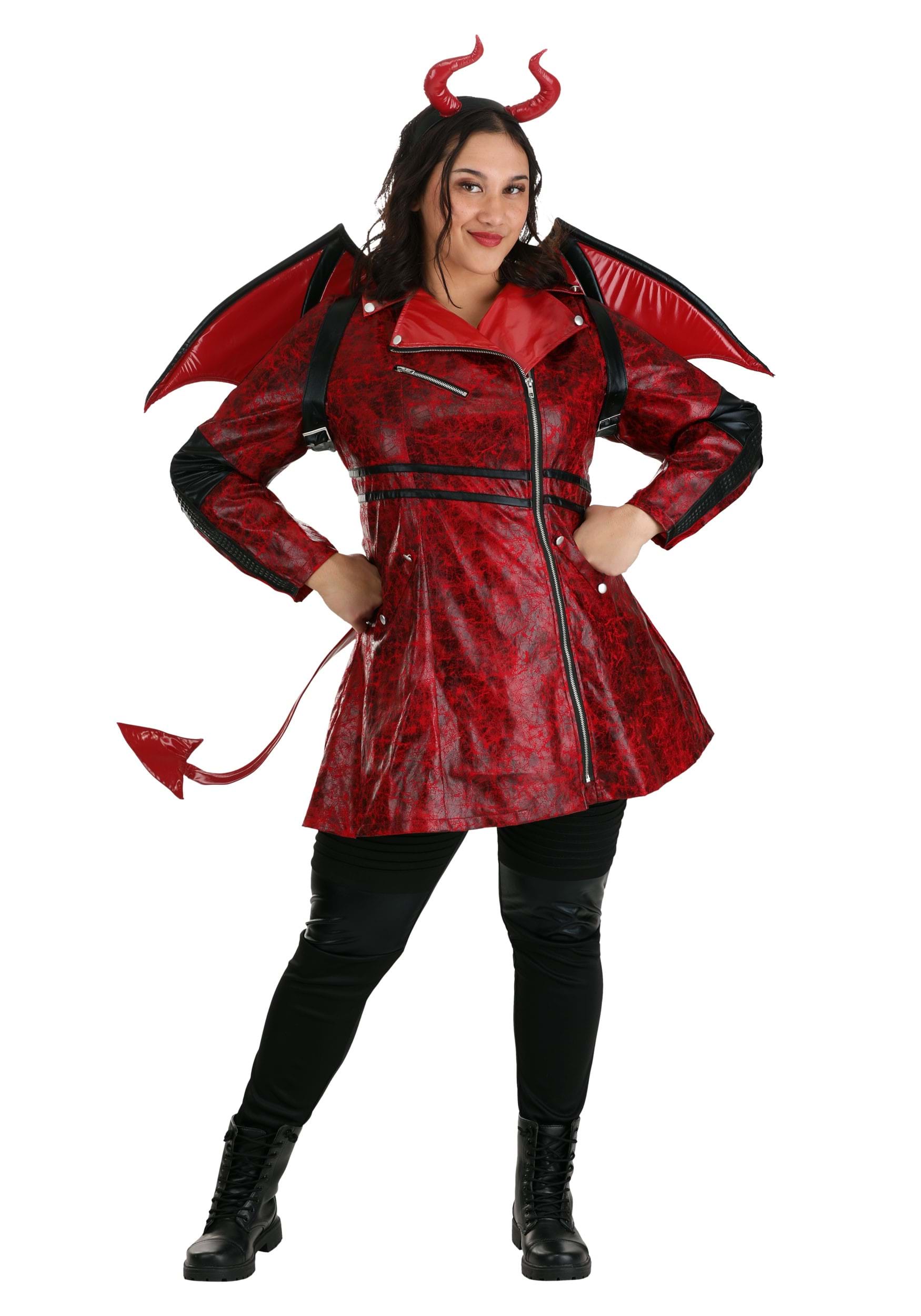 Image of Plus Size Women's Leather Devil Costume ID FUN0565PL-1X