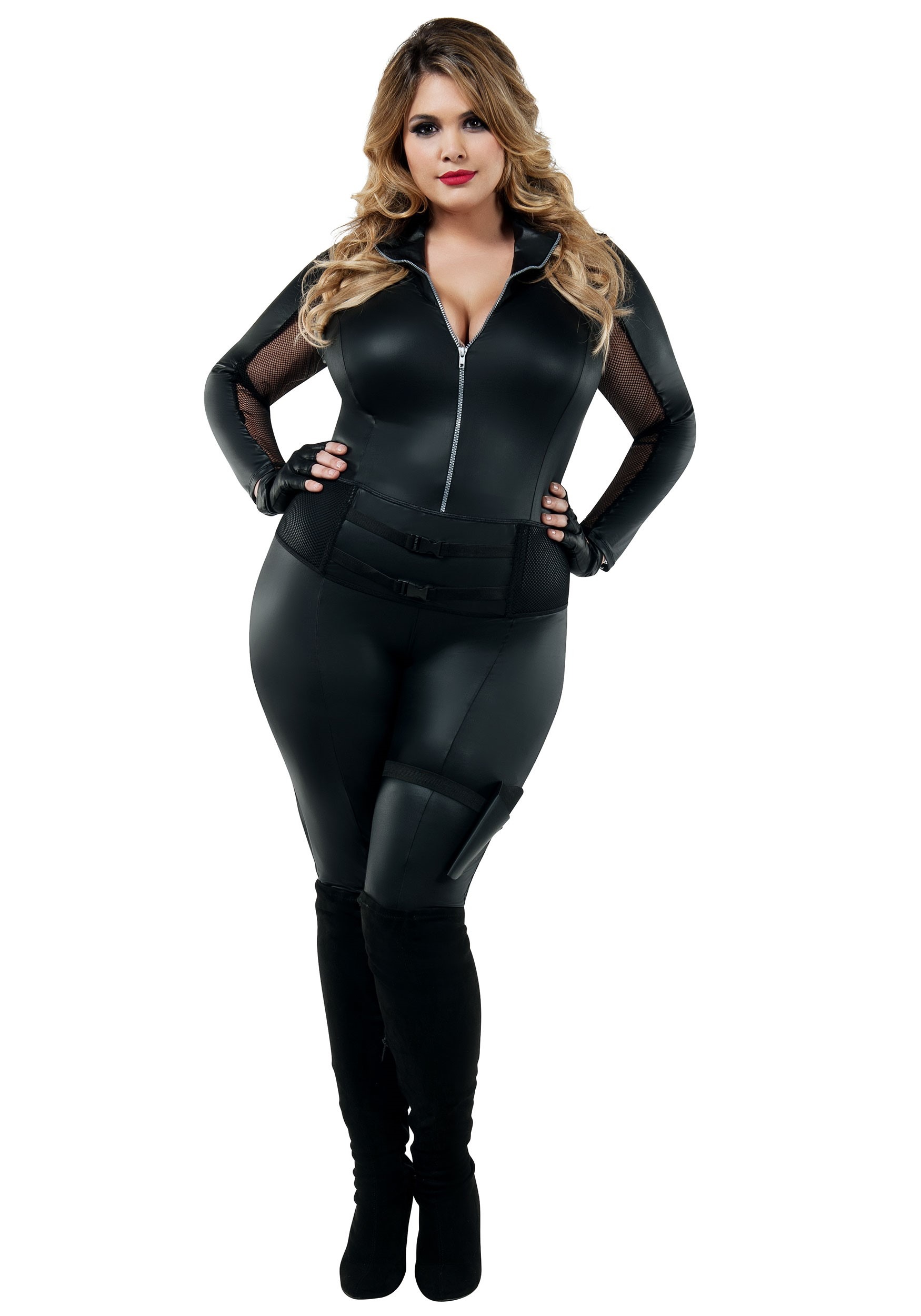 Image of Plus Size Women's Secret Agent Costume | Spy Jumpsuit ID SLS8026X-1X