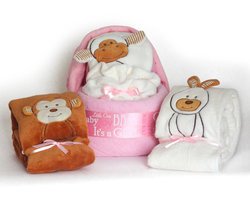 Image of Plush Diaper Cradle Baby Girl Gift Set