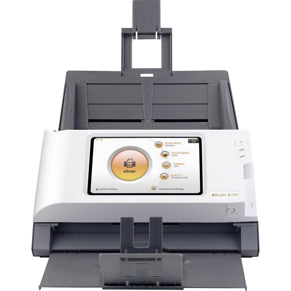 Image of Plustek eScan A280 Essential Duplex document scanner A4 600 x 600 dpi 20 pages/min 40 IPM USB LAN (10/100 Mbps) Wi-Fi