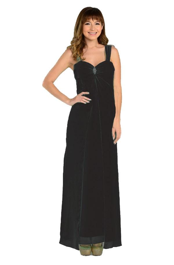 Image of Poly USA - 7000 Sleeveless Sweetheart Chiffon Gown with Overlay