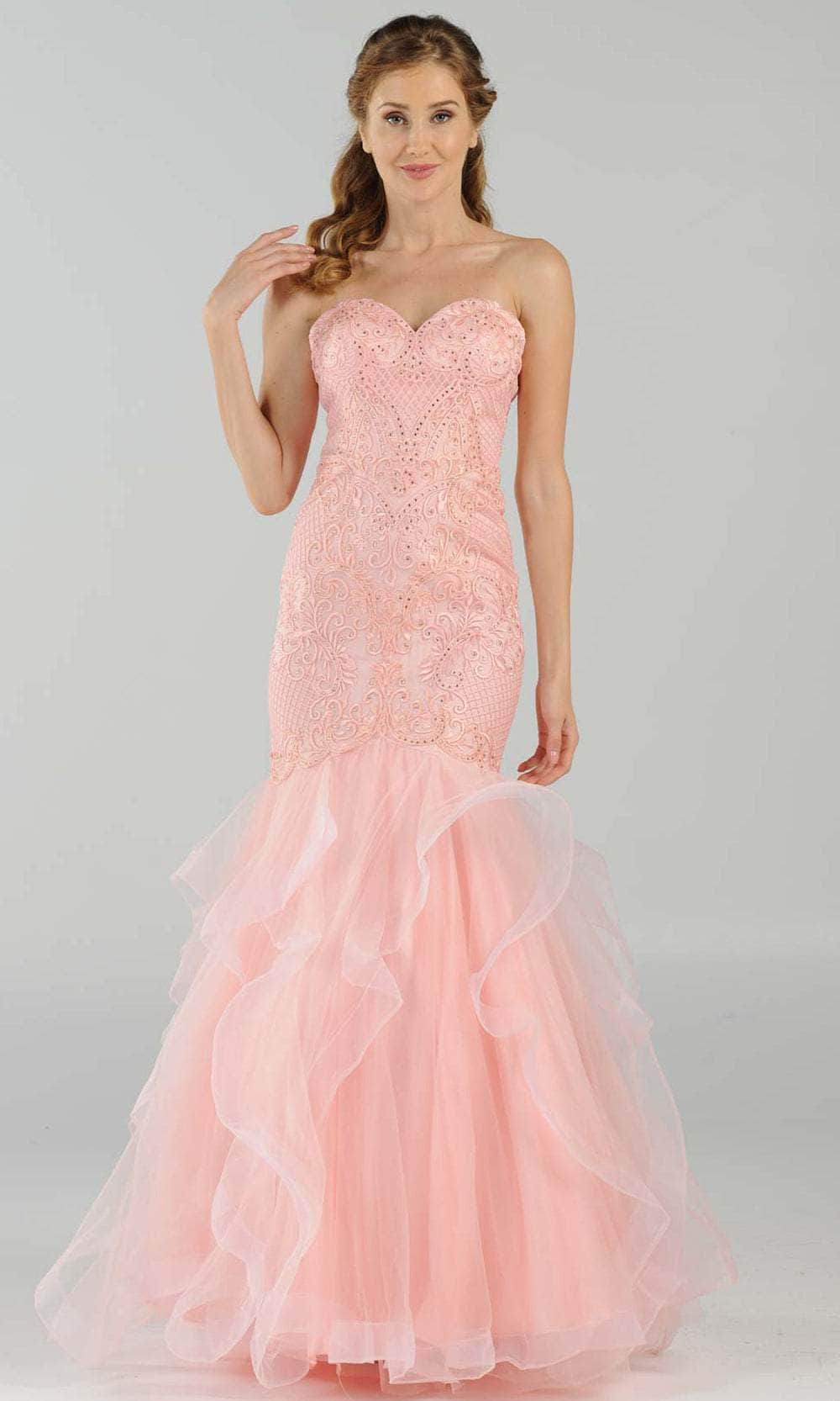 Image of Poly USA 8198 - Sweetheart Tiered Mermaid Prom Dress