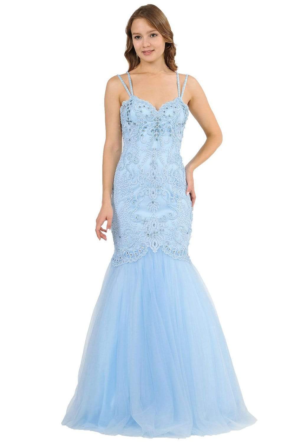 Image of Poly USA - 8352 Embellished Sweetheart Trumpet Gown