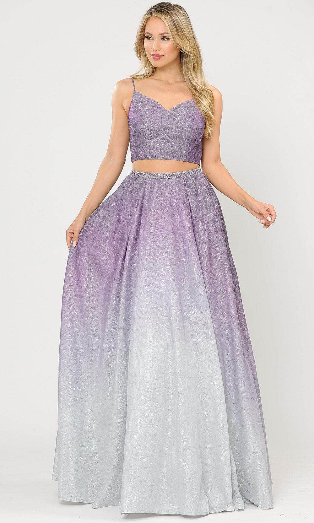 Image of Poly USA 8706 - Two-piece Sleeveless V-neck Prom Dress