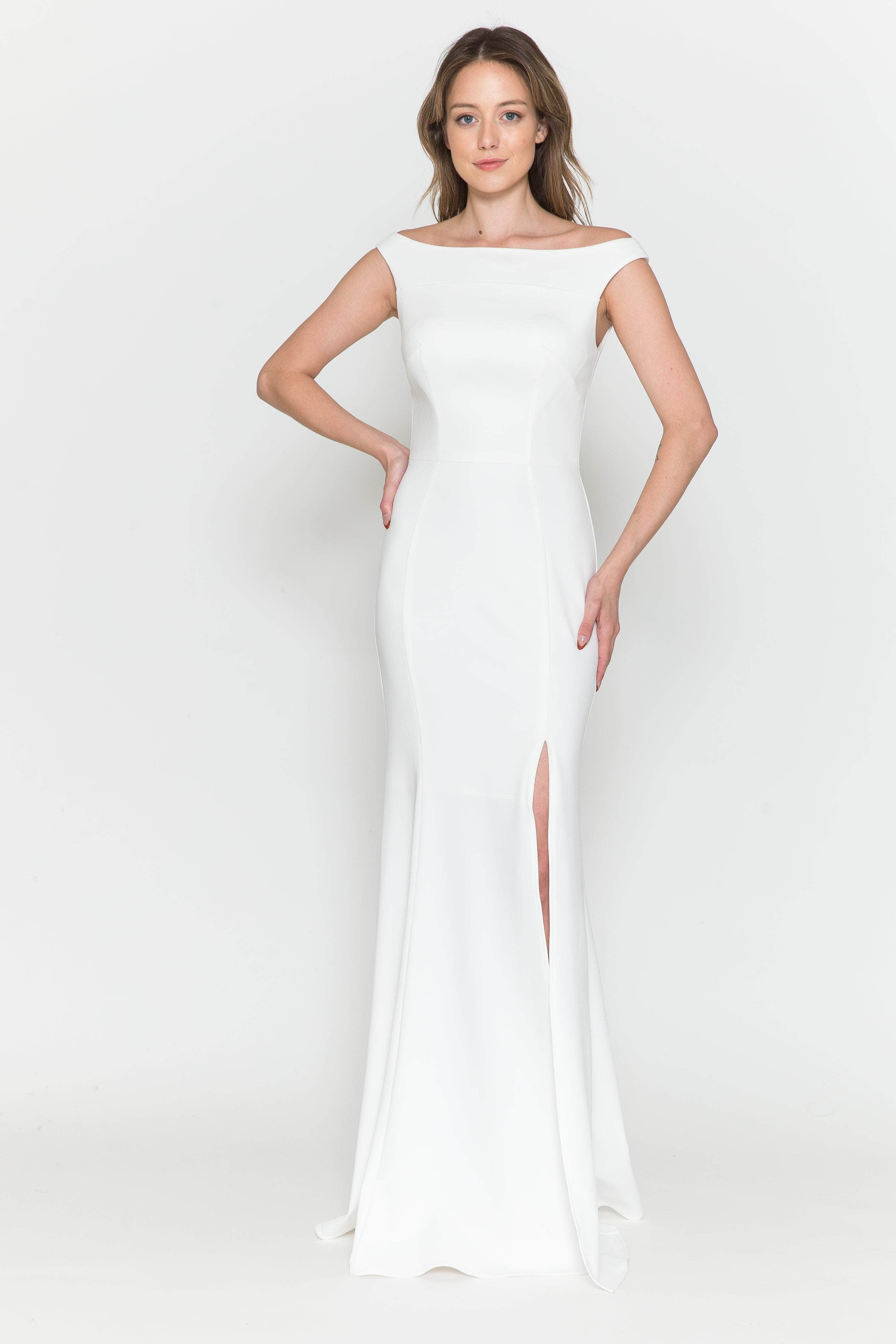 Image of Poly USA 8724 - Off Shoulder Jersey Prom Dress