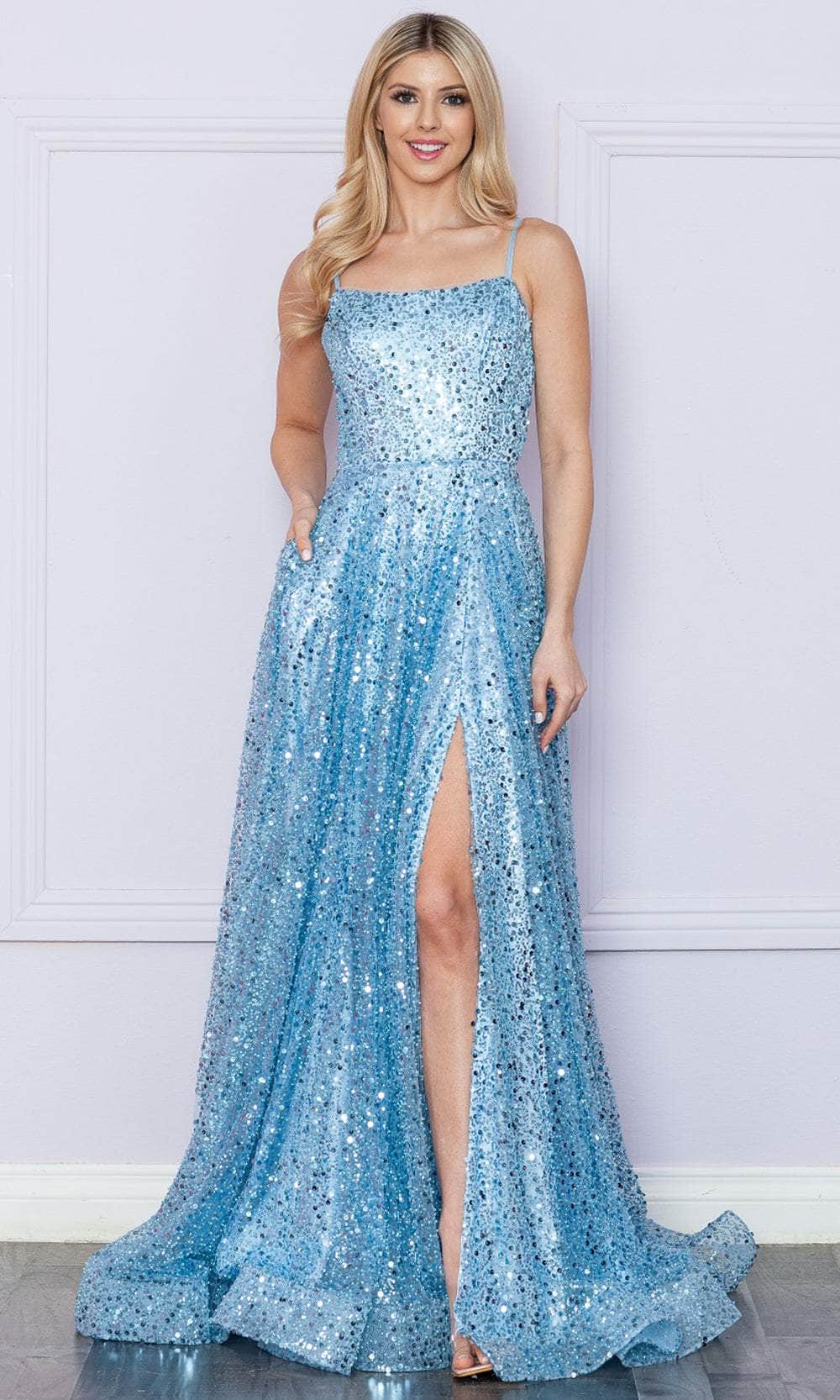 Image of Poly USA 9290 - Sequined Scoop A-Line Prom Dress
