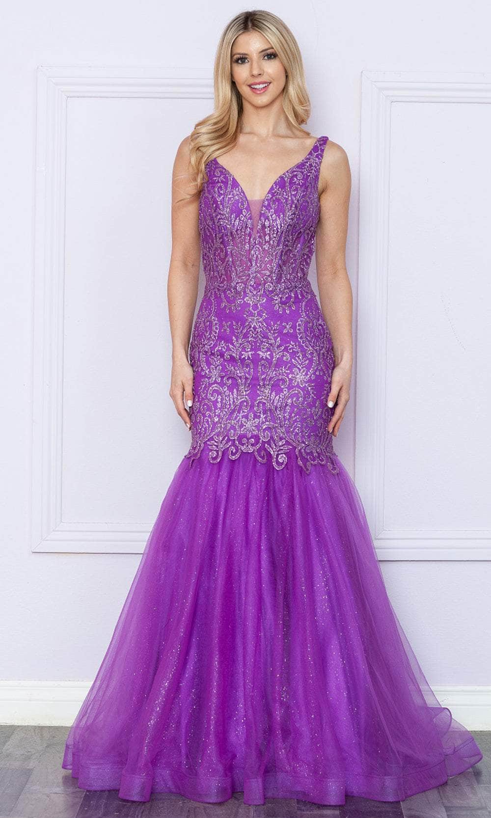 Image of Poly USA 9388 - Sleeveless Glitter Mermaid Prom Dress