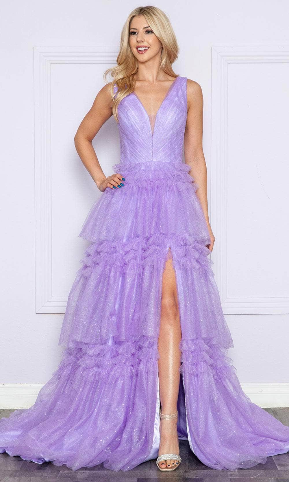 Image of Poly USA 9406 - Glitter Sleeveless Tiered Prom Dress