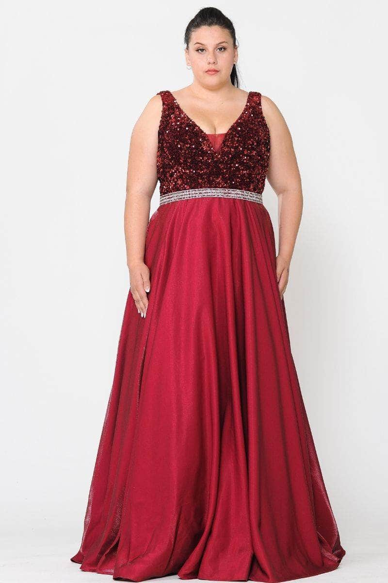 Image of Poly USA W1006 - Sleeveless A-Line Plus Prom Dress