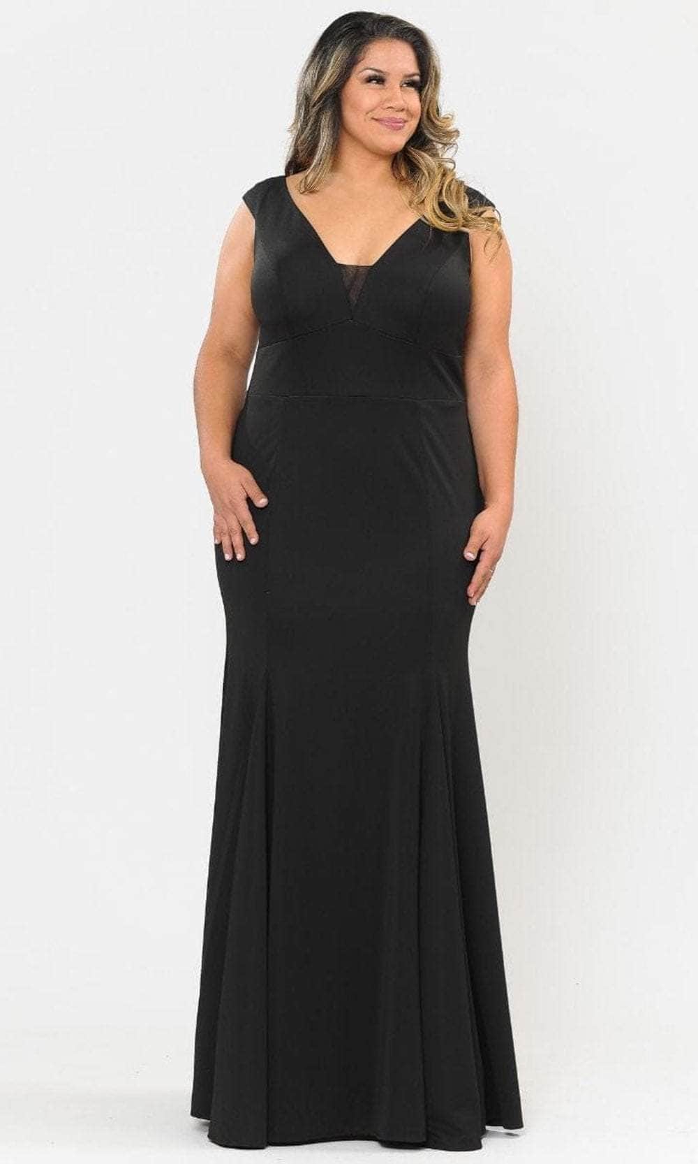 Image of Poly USA W1022 - Sleeveless Plunging V-Neck Formal Dress