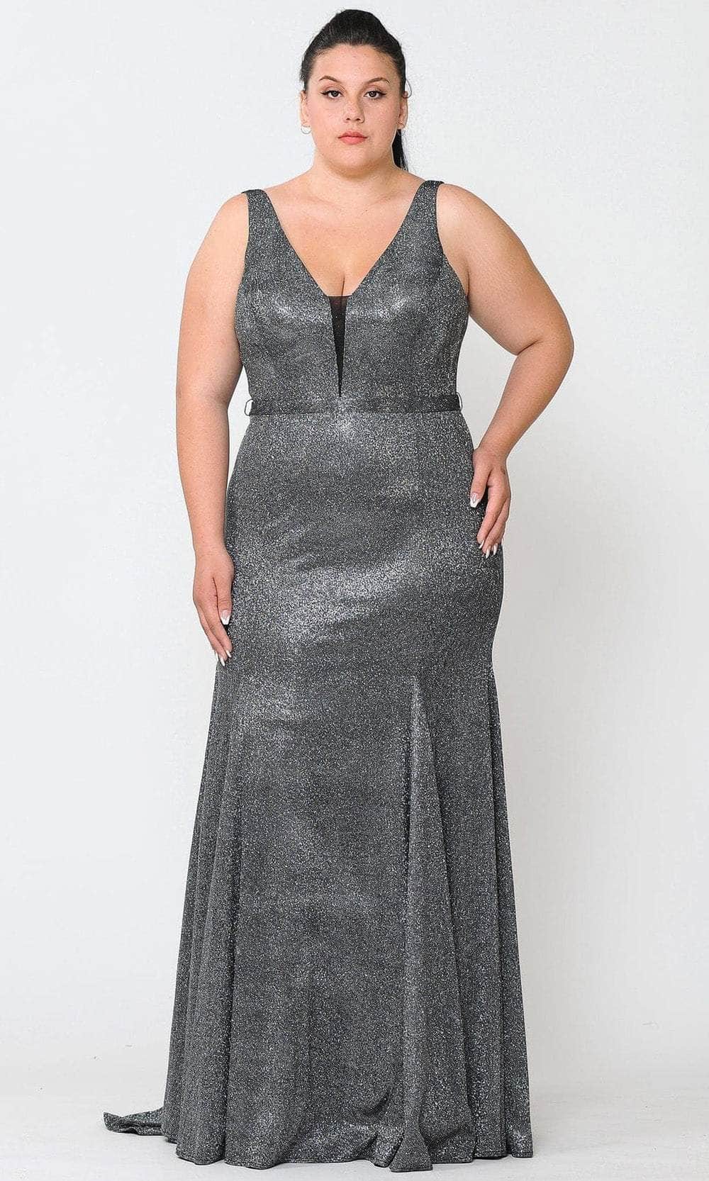 Image of Poly USA W1086 - Metallic Trumpet Evening Gown