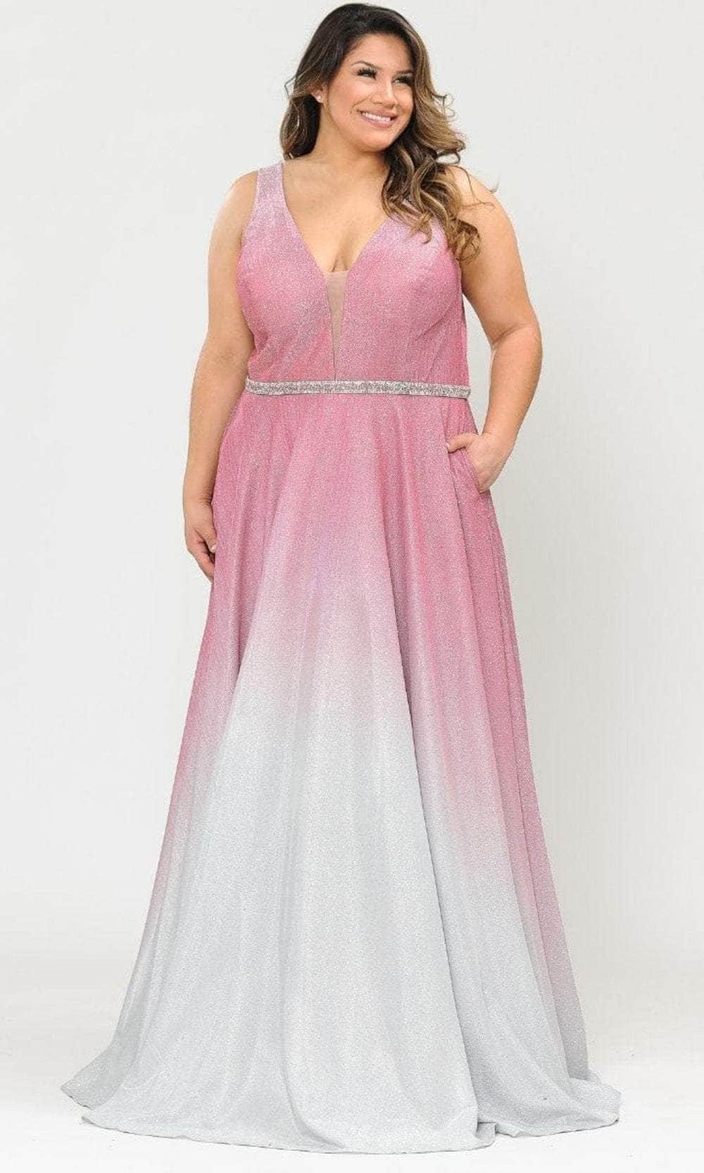 Image of Poly USA W1100 - Glitter Ombre A-Line Evening Gown