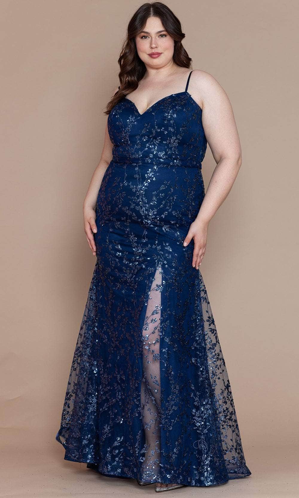 Image of Poly USA W1154 - Glitter Sweetheart Plus Prom Dress