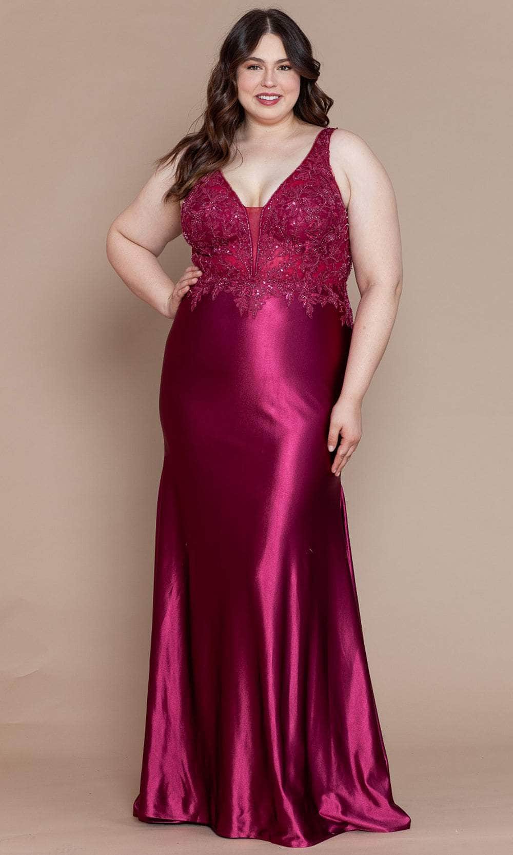 Image of Poly USA W1160 - Embroidered Bodice Plus Prom Dress
