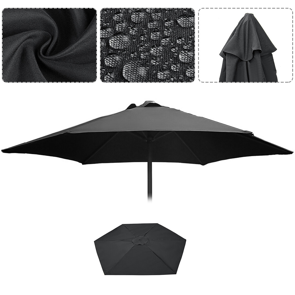 Image of Polyester 27M Round Garden Parasol Outdoor Umbrella Sun Shade Canopy Cover Waterproof UV Protect Parasol Cover