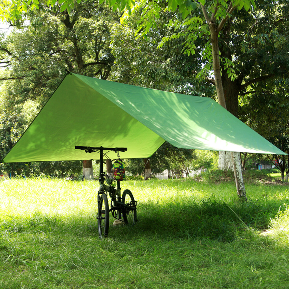 Image of Portable 3-4 Person Lightweight Camping Tent Waterproof Tarp Rain Shelter Mat Hammock Cover