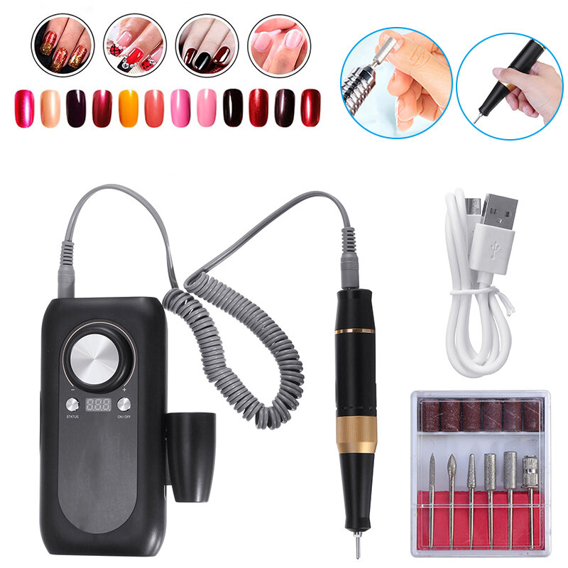 Image of Portable USB Electric Nail Art Tips Polish Manicure Drill File Machine Tools