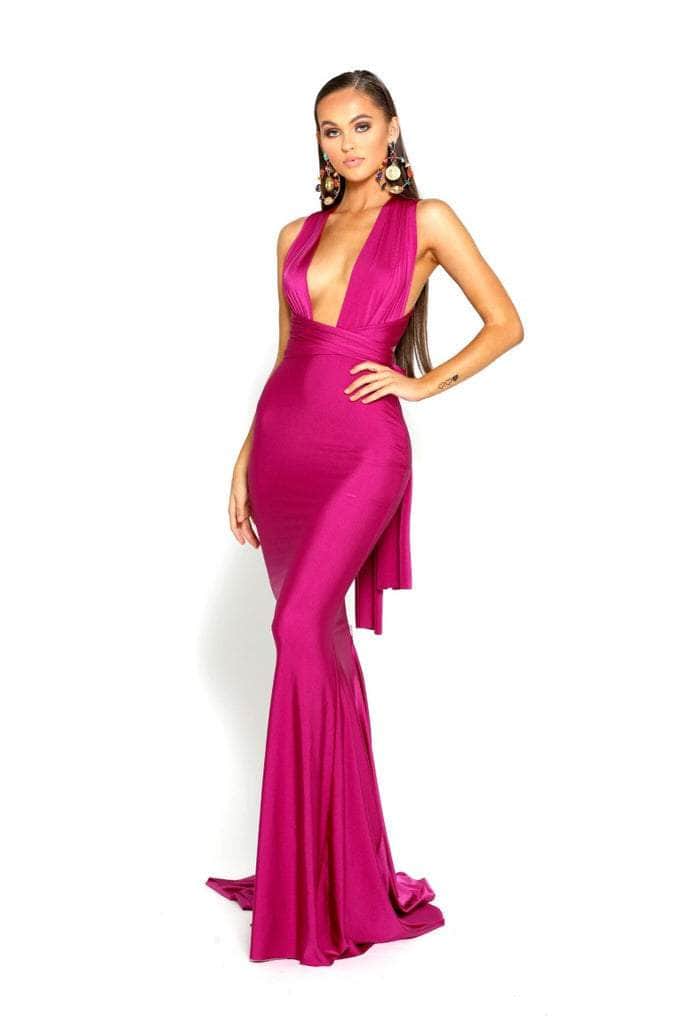 Image of Portia and Scarlett PS6110 - Plunging Neck Sheath Formal Dress