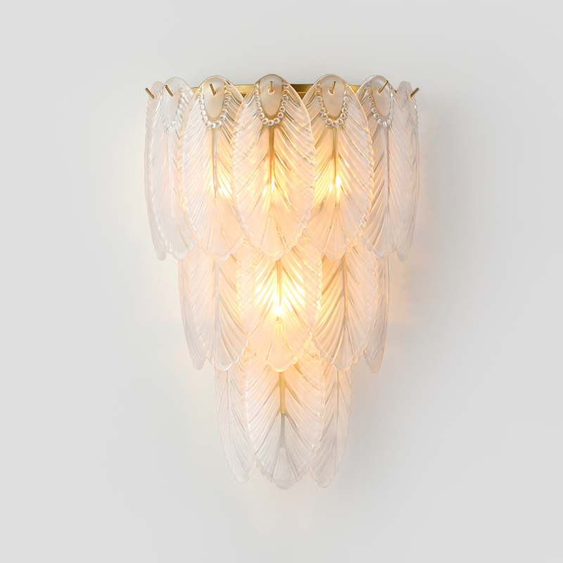 Image of Postmodern Lamp Luxury Aisle Corridor Wall Lamps Nordic Apartment Living Room Children&#039s Feather Glass Wall Light Bedroom Bedside Lights