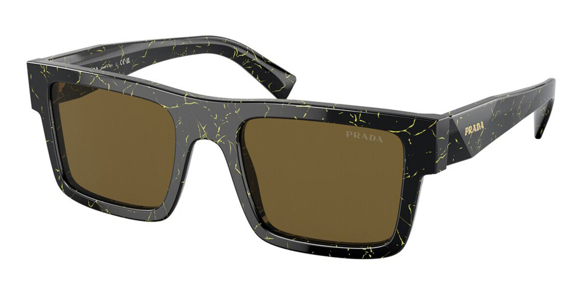 Image of Prada PR 19WSF Asian Fit 19D01T Óculos de Sol Pretos Masculino PRT