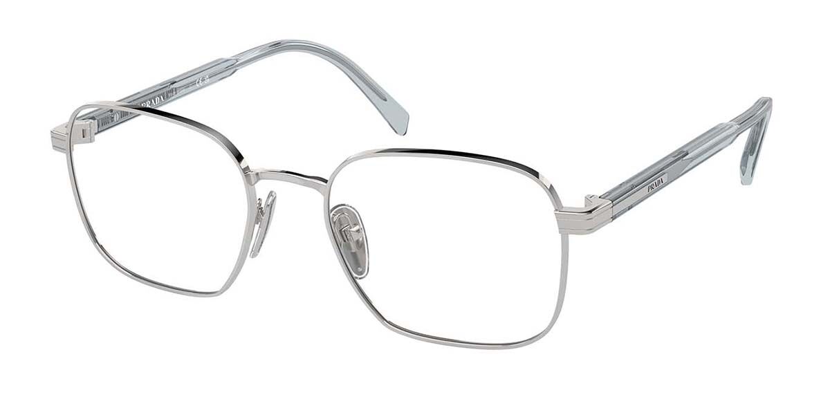 Image of Prada PR A55V 16T1O1 51 Srebrne Męskie Okulary Korekcyjne PL