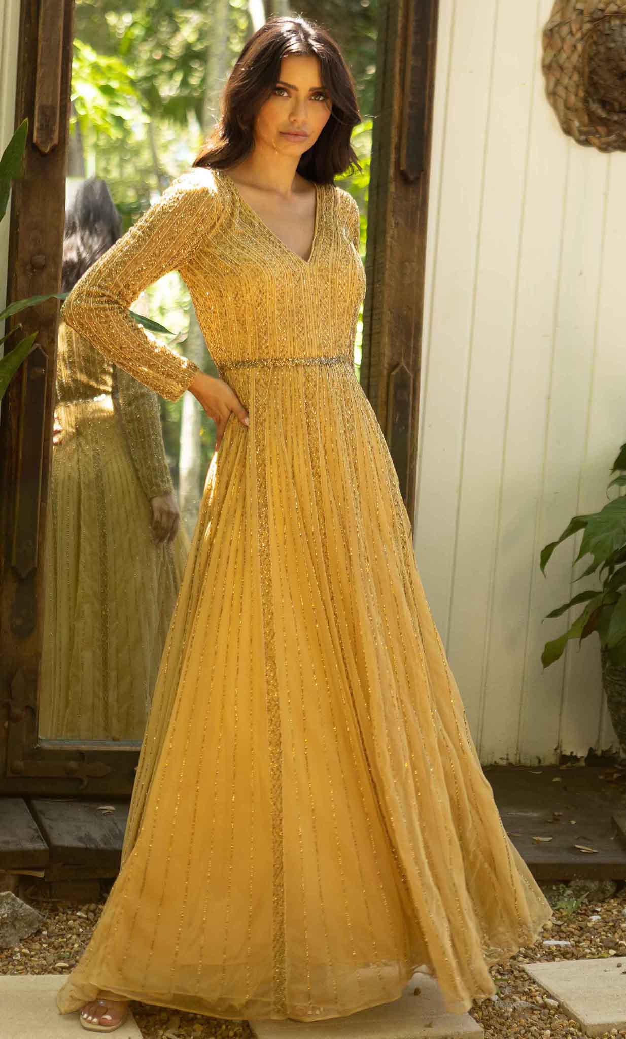 Image of Primavera Couture 12010 - Modest Long Sleeve A-line Gown