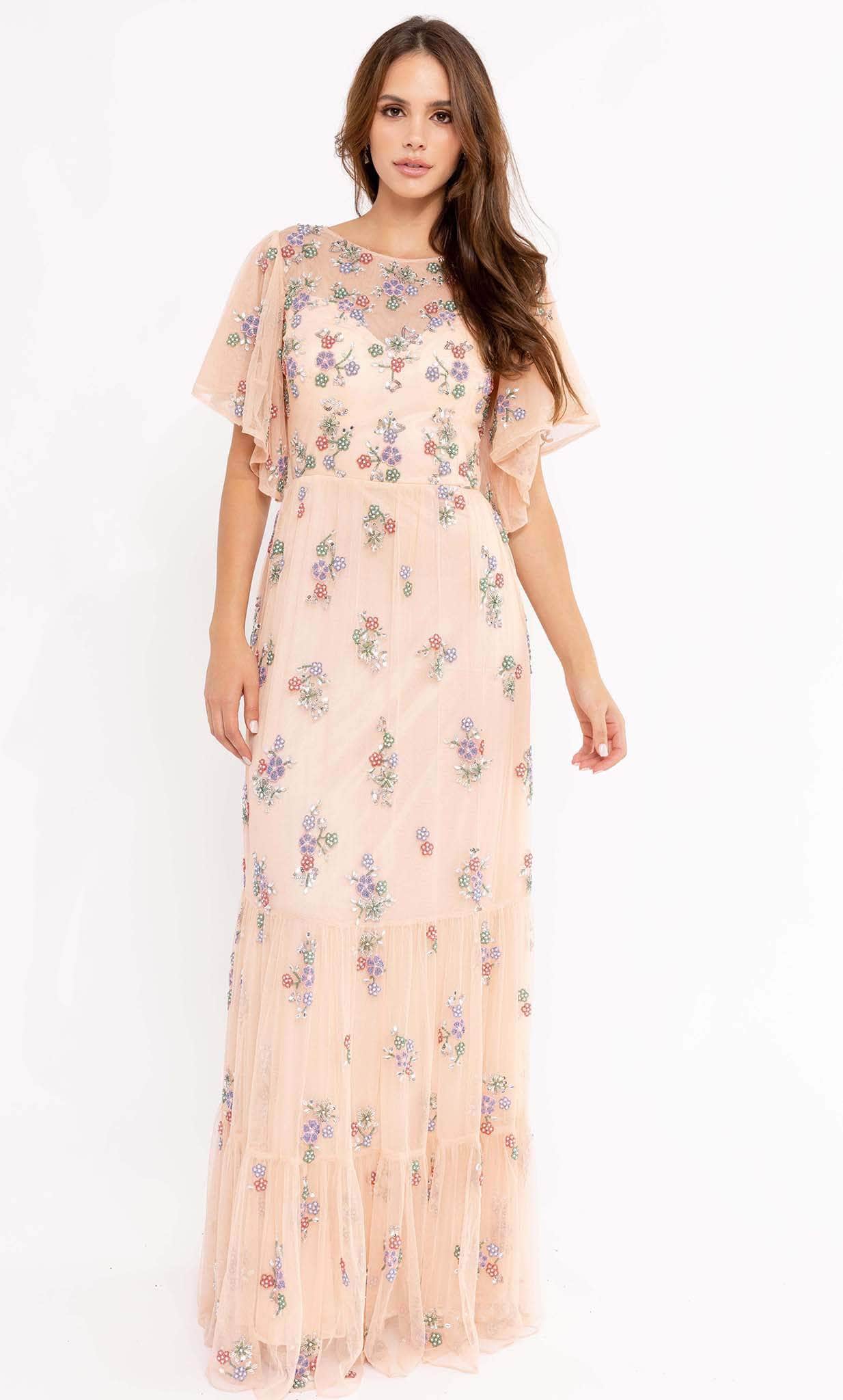 Image of Primavera Couture 13108 - Soft-Looking Floral Long Dress
