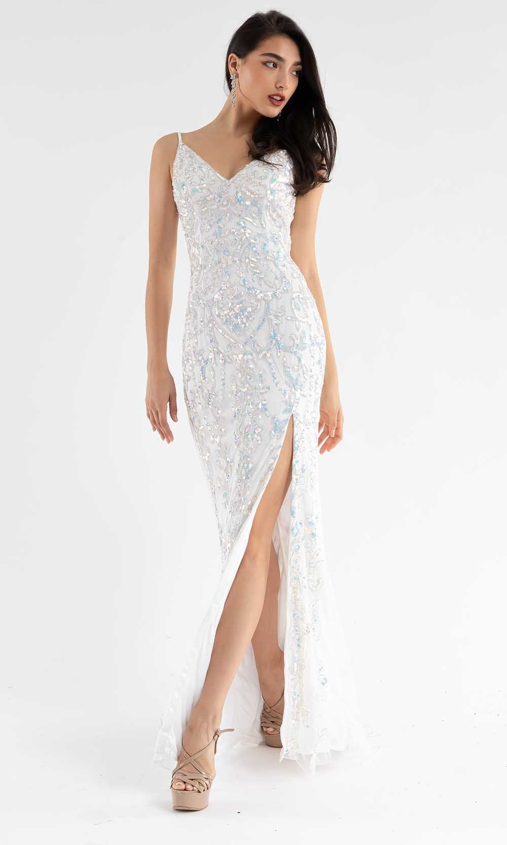Image of Primavera Couture - 3749 Sequin V-Neck Open Back Gown