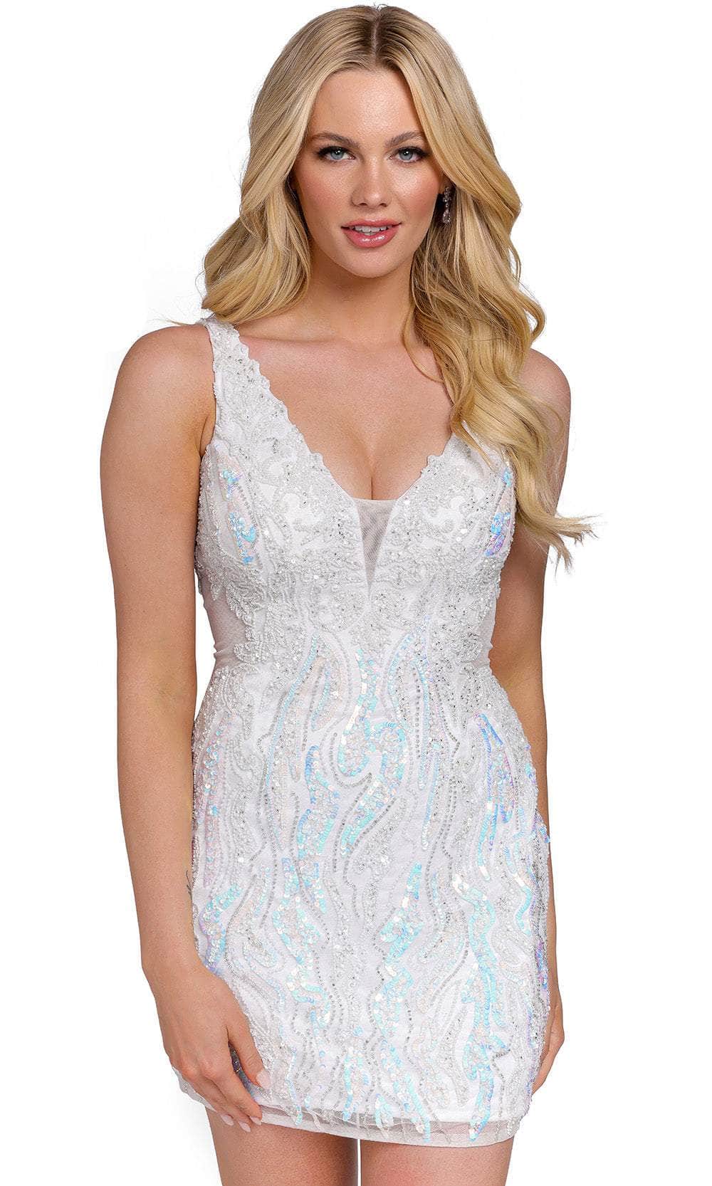 Image of Primavera Couture 3822 - Embroidered Beaded Cocktail Dress