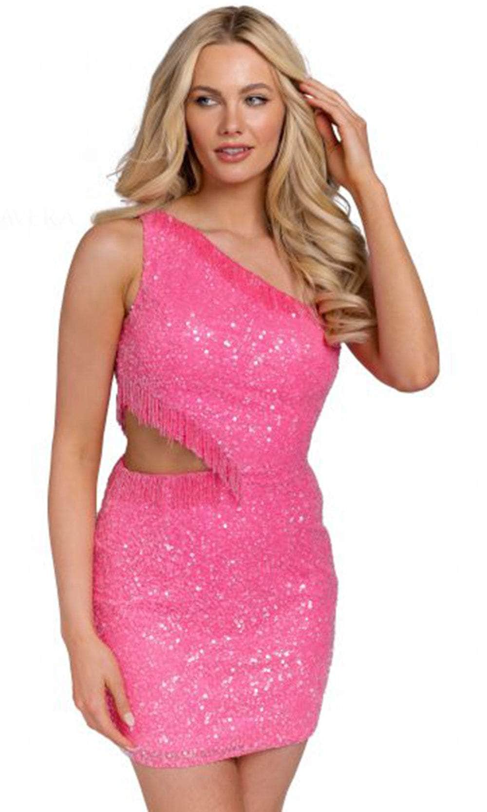 Image of Primavera Couture 3863 - Sequin One Sleeve Cocktail Dress